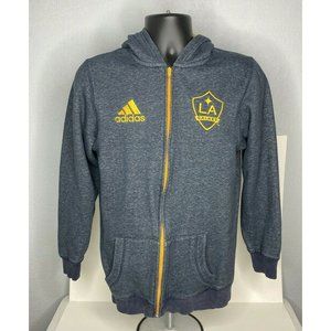Adidas LA Galaxy MLS Womens Grey Yellow Soccer Full Zip Hoodie Size XL